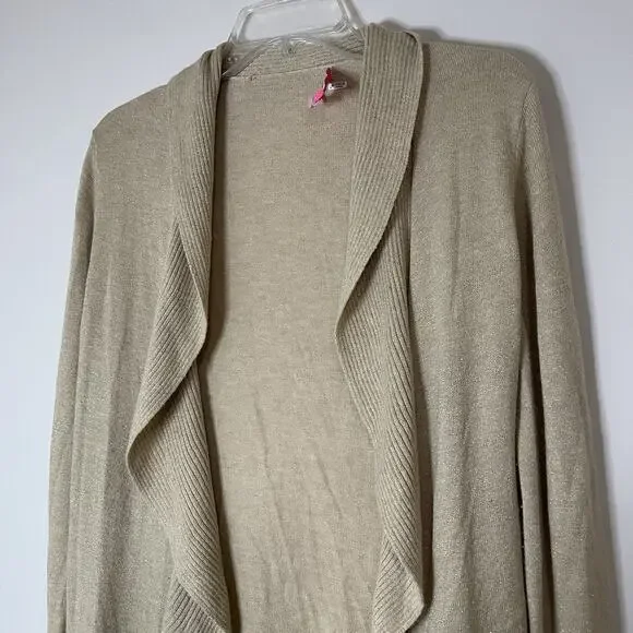 Lilly Pulitzer Abelle knit beige gold shimmer cardigan sweater Medium - Picture 4 of 5